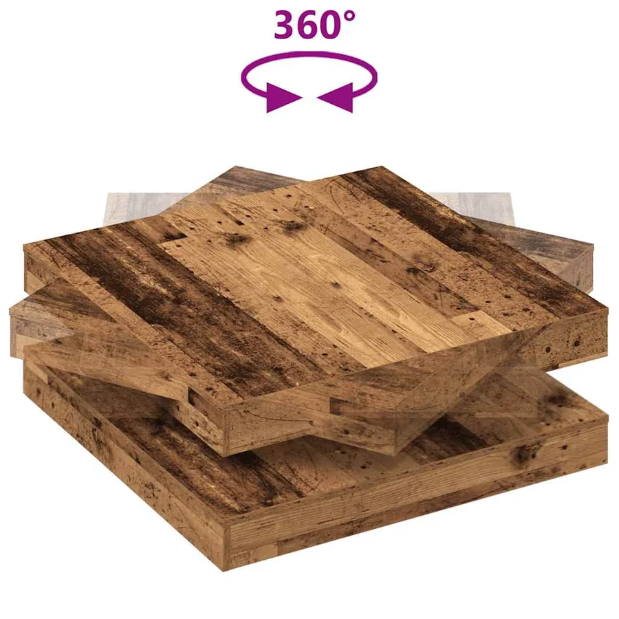 Table basse rotative à 360 degrés vieux bois 90x90x34,5 cm - 7
