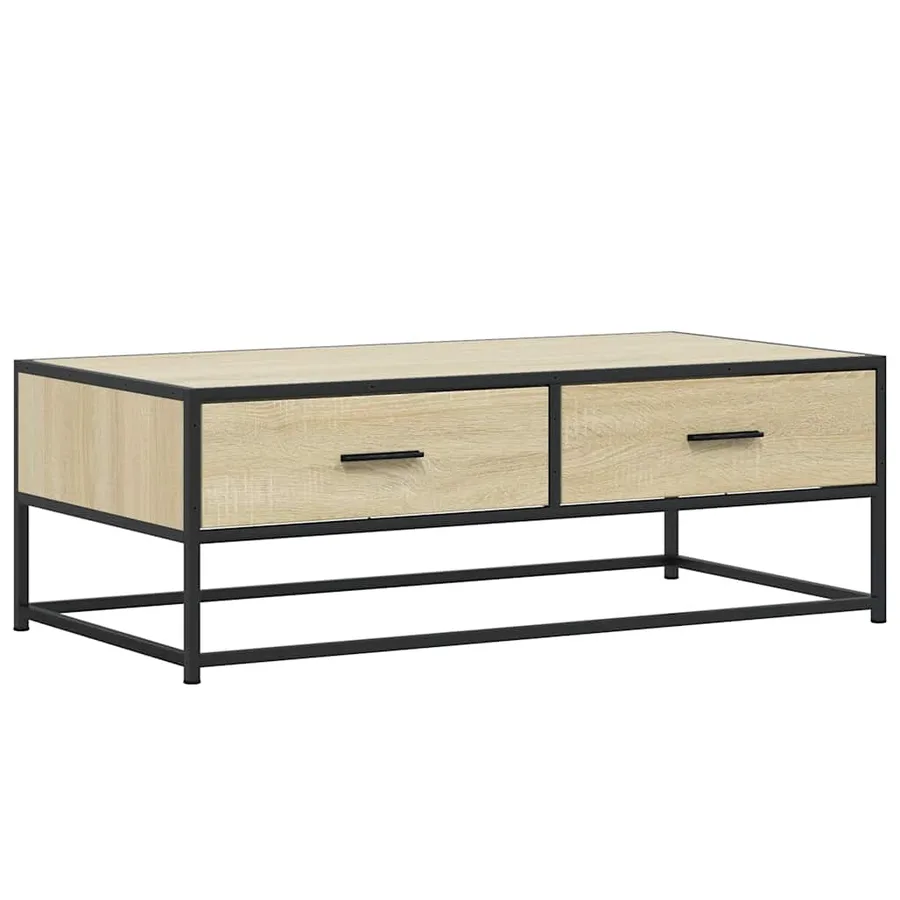 Table basse chêne sonoma 100x50x35cm bois d'ingénierie et métal - 2