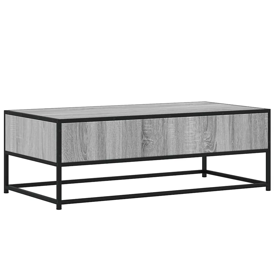 Table basse sonoma gris 100x50x35 cm bois d'ingénierie et métal - 7