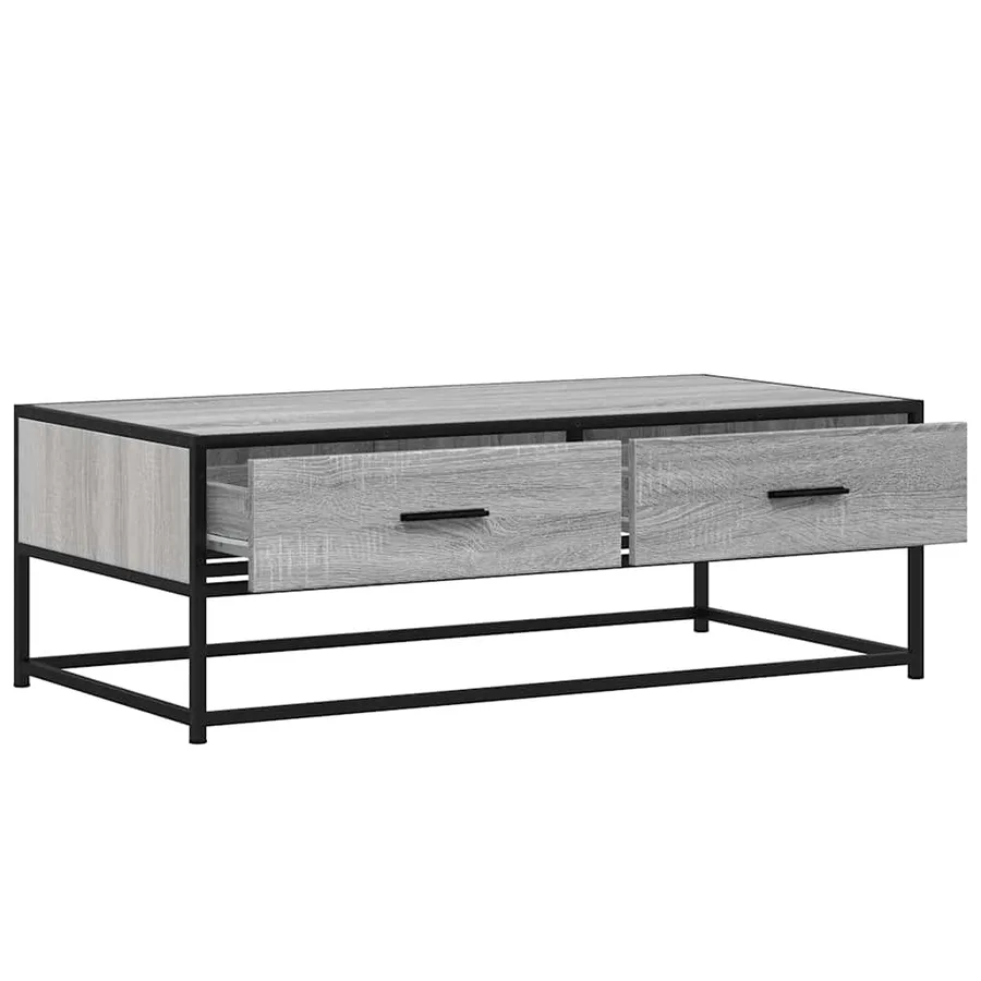 Table basse sonoma gris 100x50x35 cm bois d'ingénierie et métal - 8