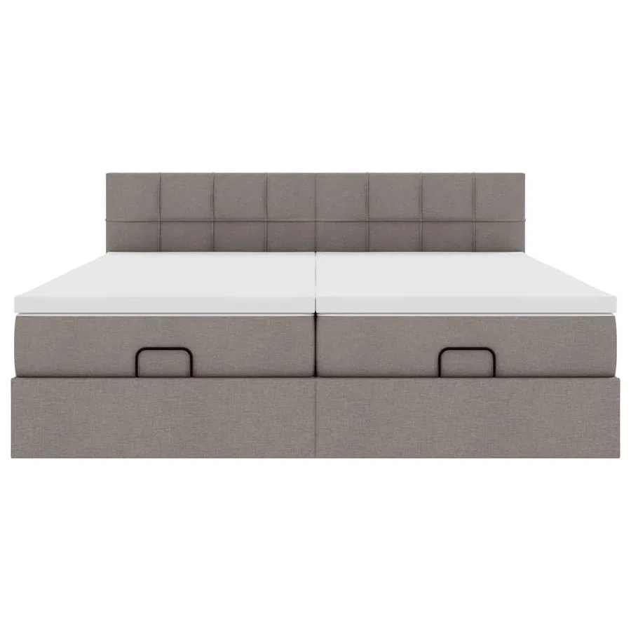 Cadre de lit ottoman avec matelas taupe 200x200cm tissu - 8