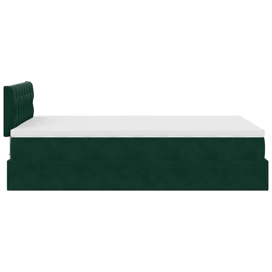 Lit ottoman avec matelas et LED vert foncé 90x200cm velours - 11