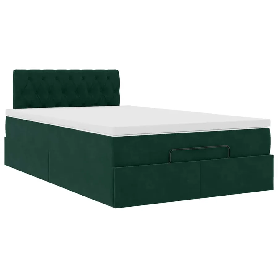 Lit ottoman avec matelas et LED vert foncé 90x200cm velours - 7