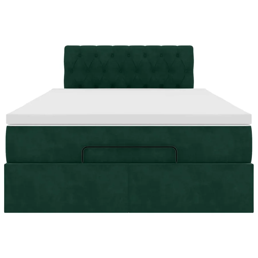 Lit ottoman avec matelas et LED vert foncé 90x200cm velours - 8