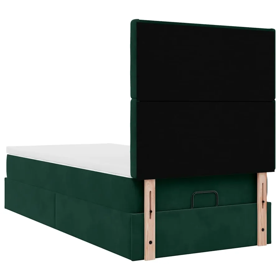 Cadre de lit ottoman avec matelas vert foncé 90x190 cm velours - 10