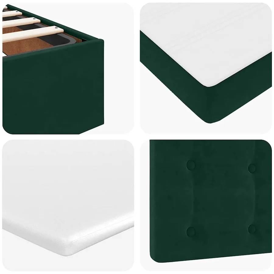 Cadre de lit ottoman avec matelas vert foncé 90x190 cm velours - 14