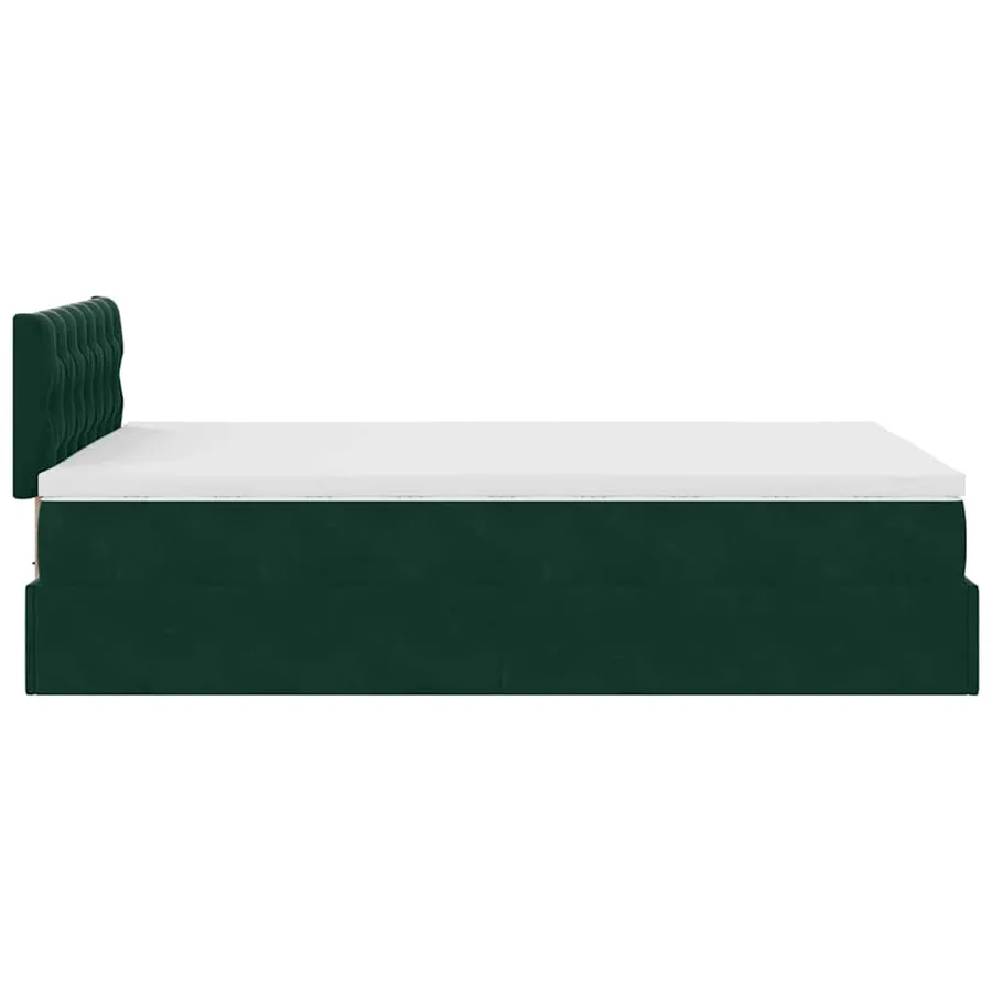 Lit ottoman avec matelas vert foncé 120x190 cm velours - 10