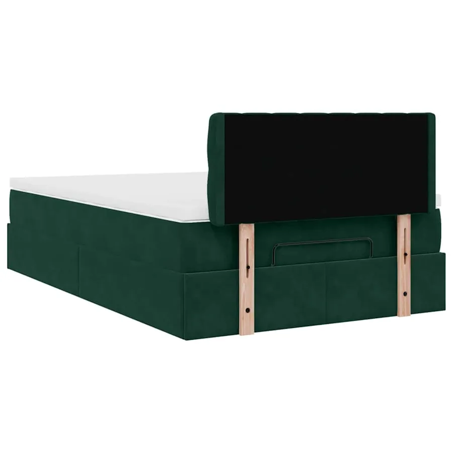 Lit ottoman avec matelas vert foncé 120x190 cm velours - 11