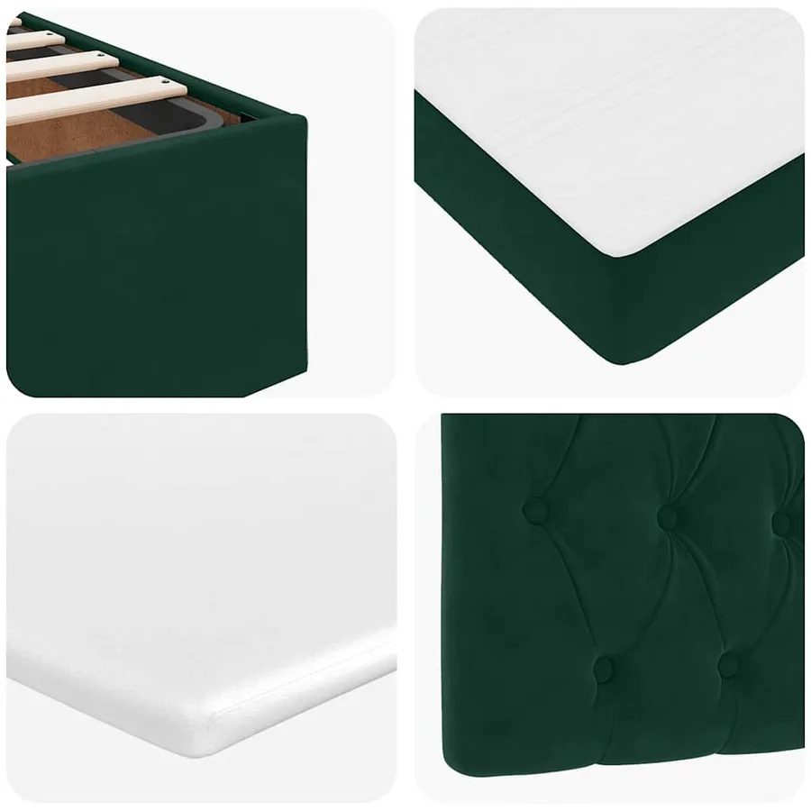 Lit ottoman avec matelas vert foncé 120x190 cm velours - 13