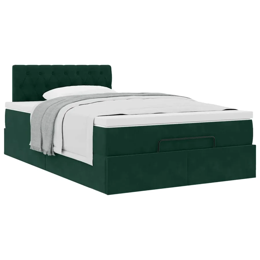 Lit ottoman avec matelas vert foncé 120x190 cm velours - 5