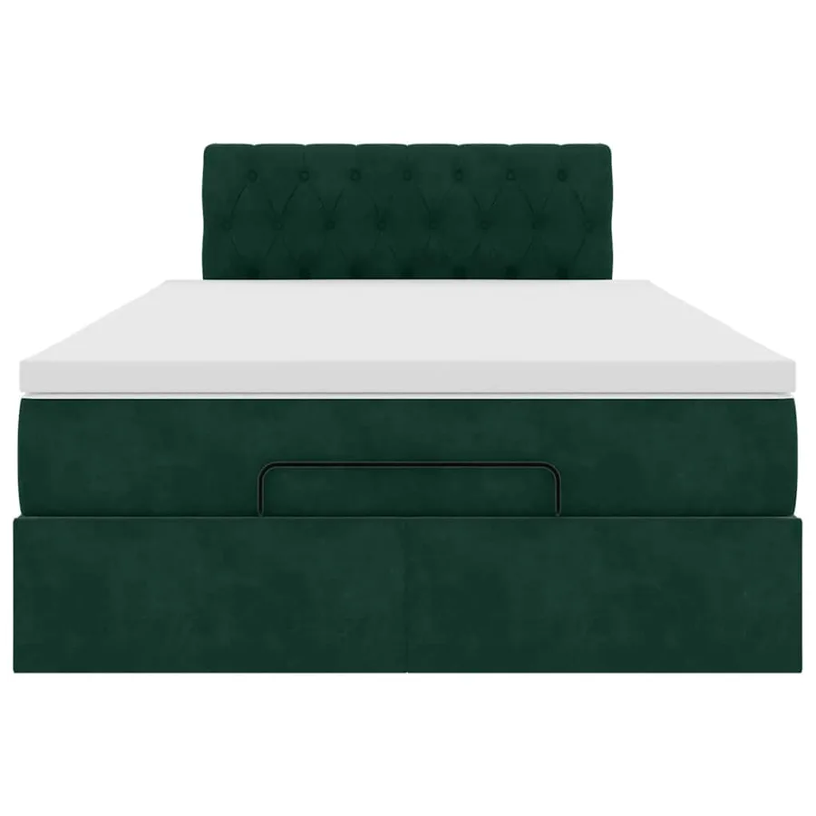 Lit ottoman avec matelas vert foncé 120x190 cm velours - 7