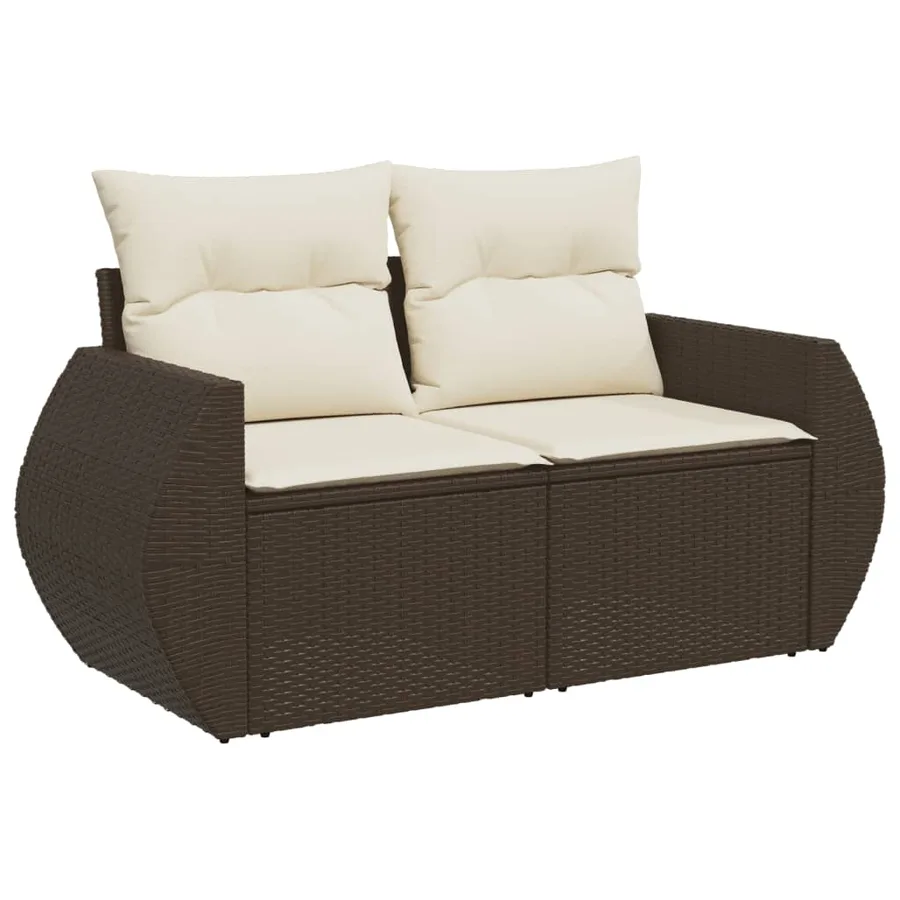 Salon de jardin 10 pcs avec coussins marron résine tressée - 4