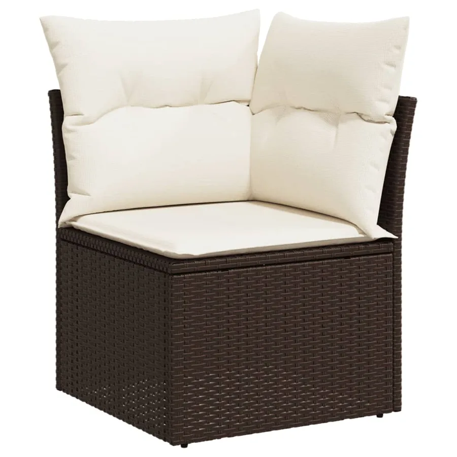 Salon de jardin 8 pcs avec coussins marron résine tressée - 5