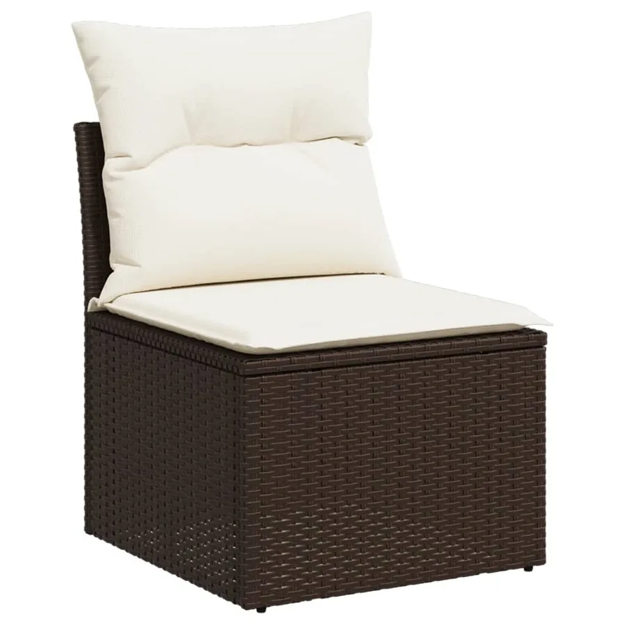 Salon de jardin 8 pcs avec coussins marron résine tressée - 6