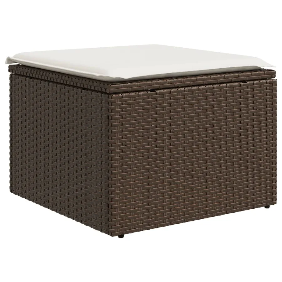 Salon de jardin 8 pcs avec coussins marron résine tressée - 7