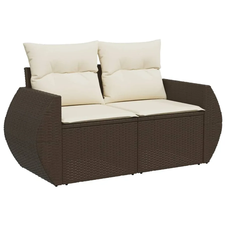 Salon de jardin avec coussins 6 pcs marron résine tressée - 4