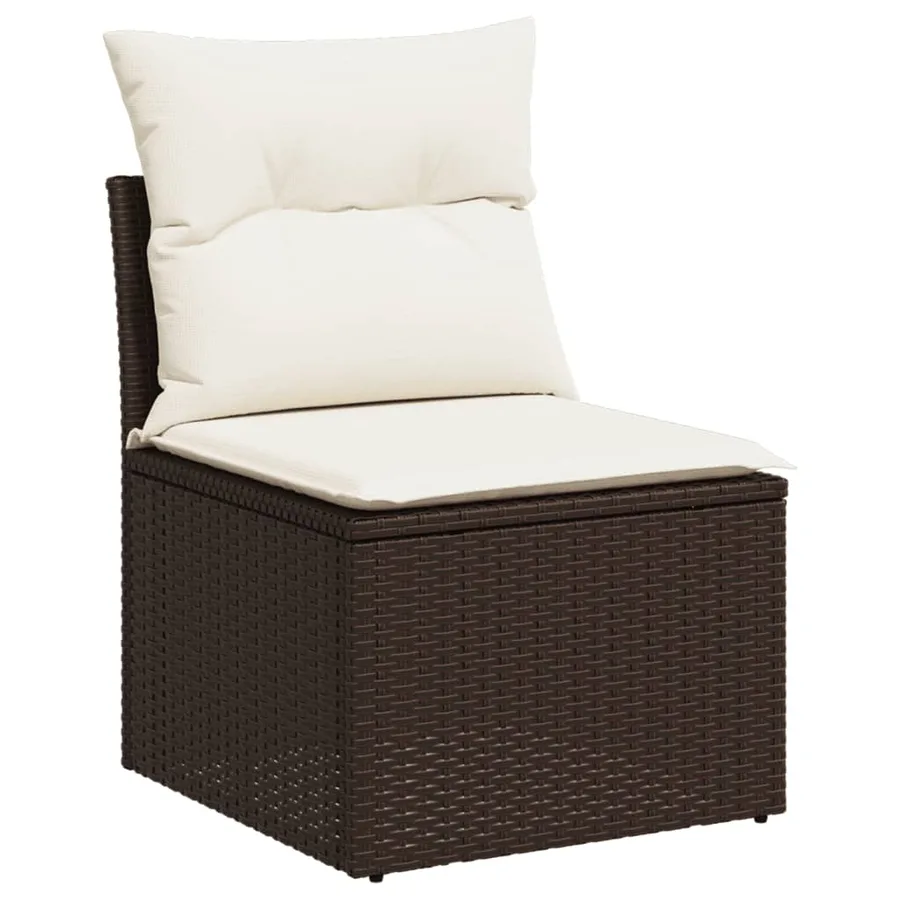 Salon de jardin avec coussins 6 pcs marron résine tressée - 6