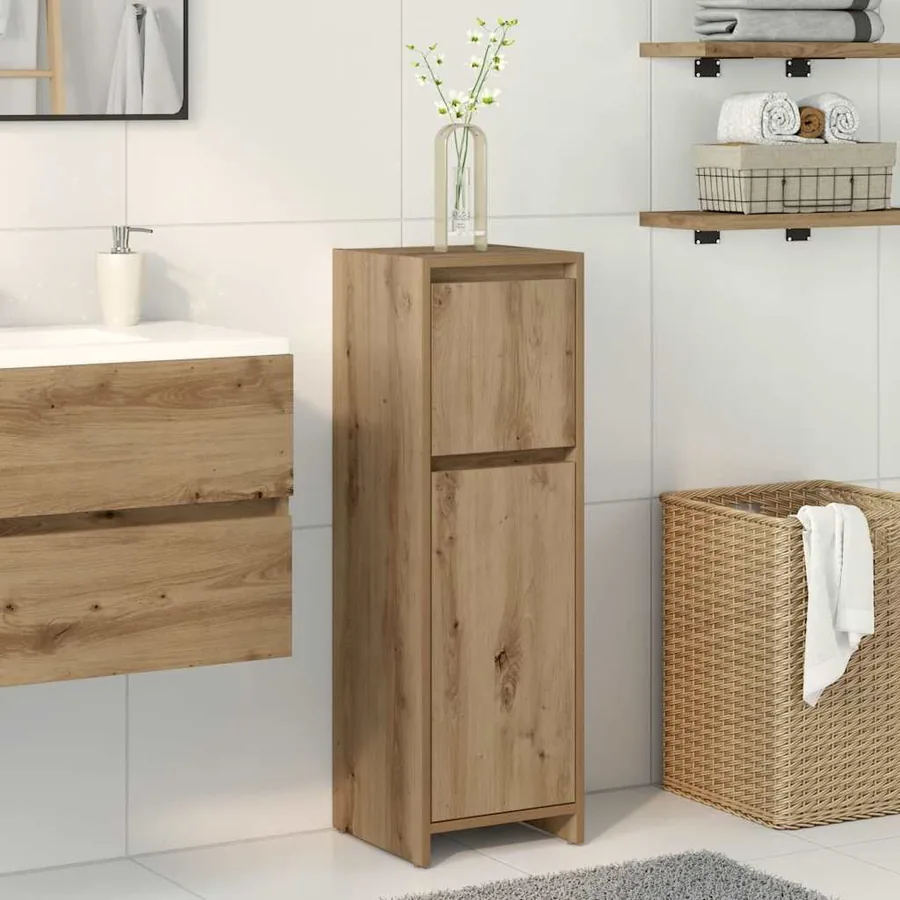 Armoire de bain chêne artisanal 30x30x95 cm bois d'ingénierie