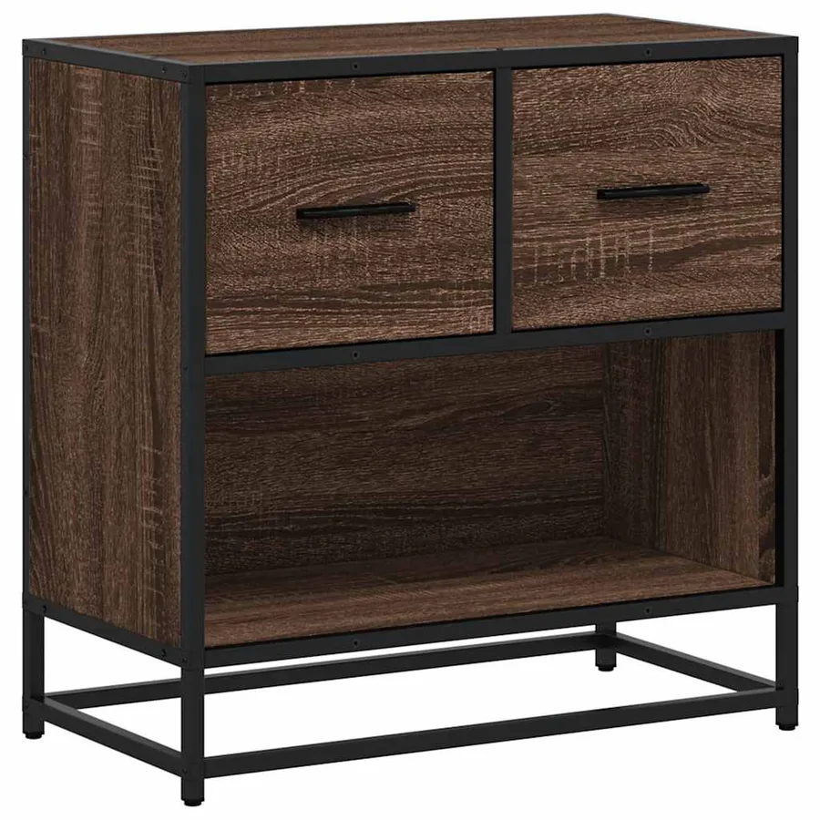 Table de chevet chêne marron 60x31x60 cm bois ingénierie métal - 2