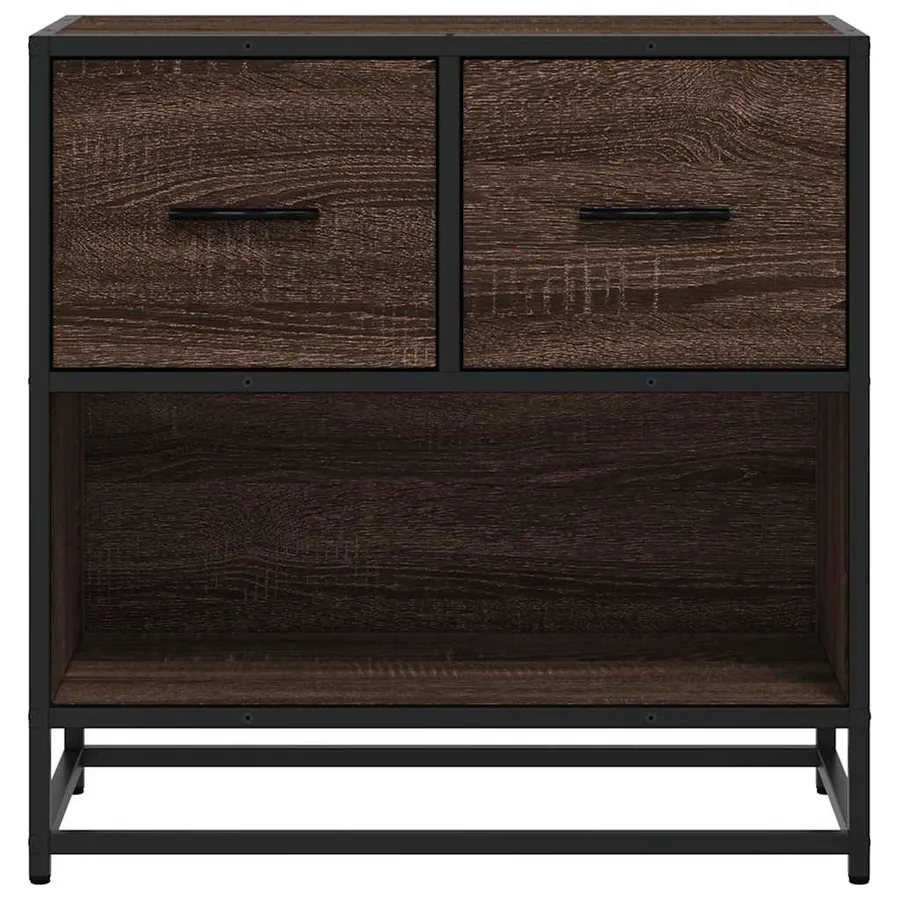 Table de chevet chêne marron 60x31x60 cm bois ingénierie métal - 5