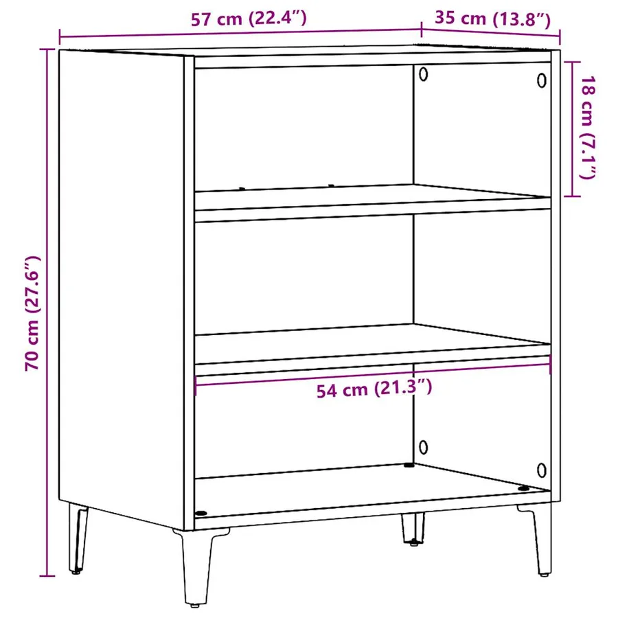 Buffet vieux bois 57x35x70 cm bois d'ingénierie - 9