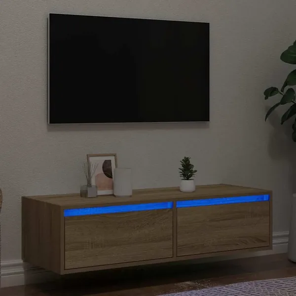 Meuble TV avec lumières LED chêne sonoma 100X35,5x25 cm