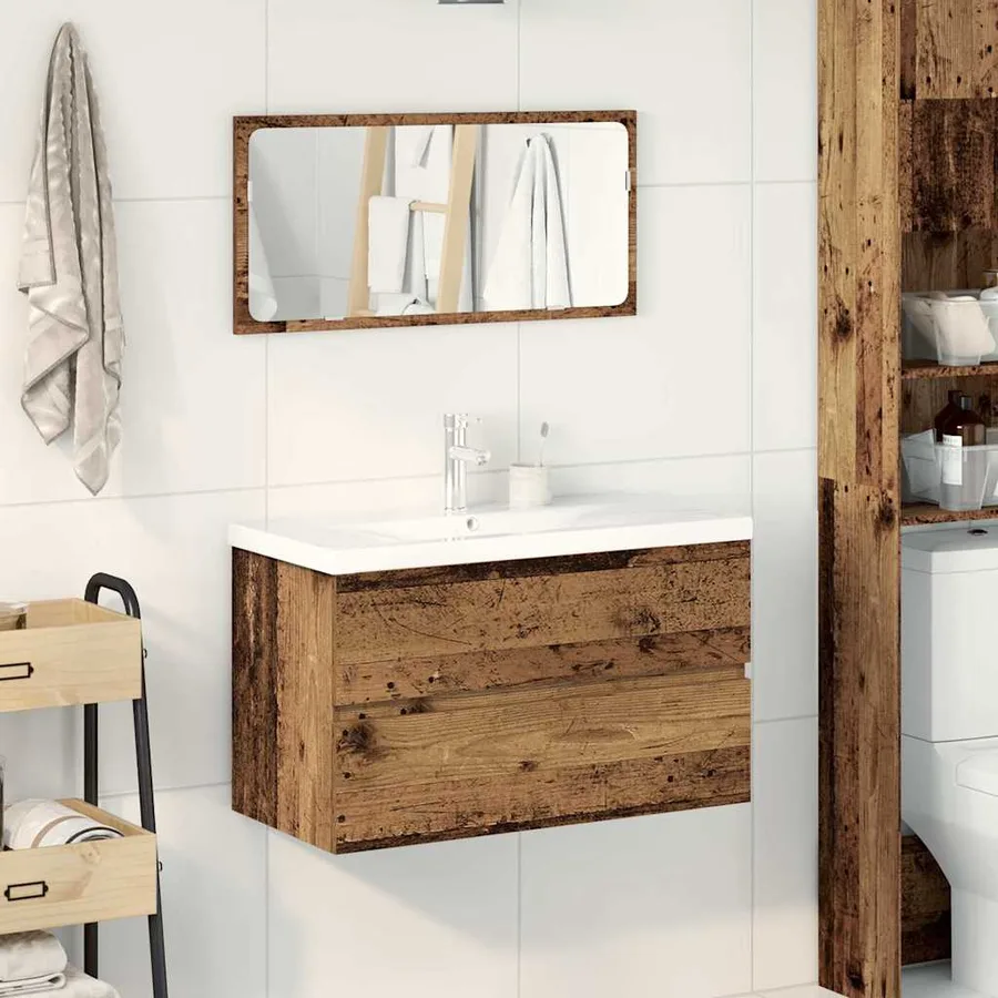 Ensemble de meubles salle de bain 3 pcs bois d'ingénierie - 3