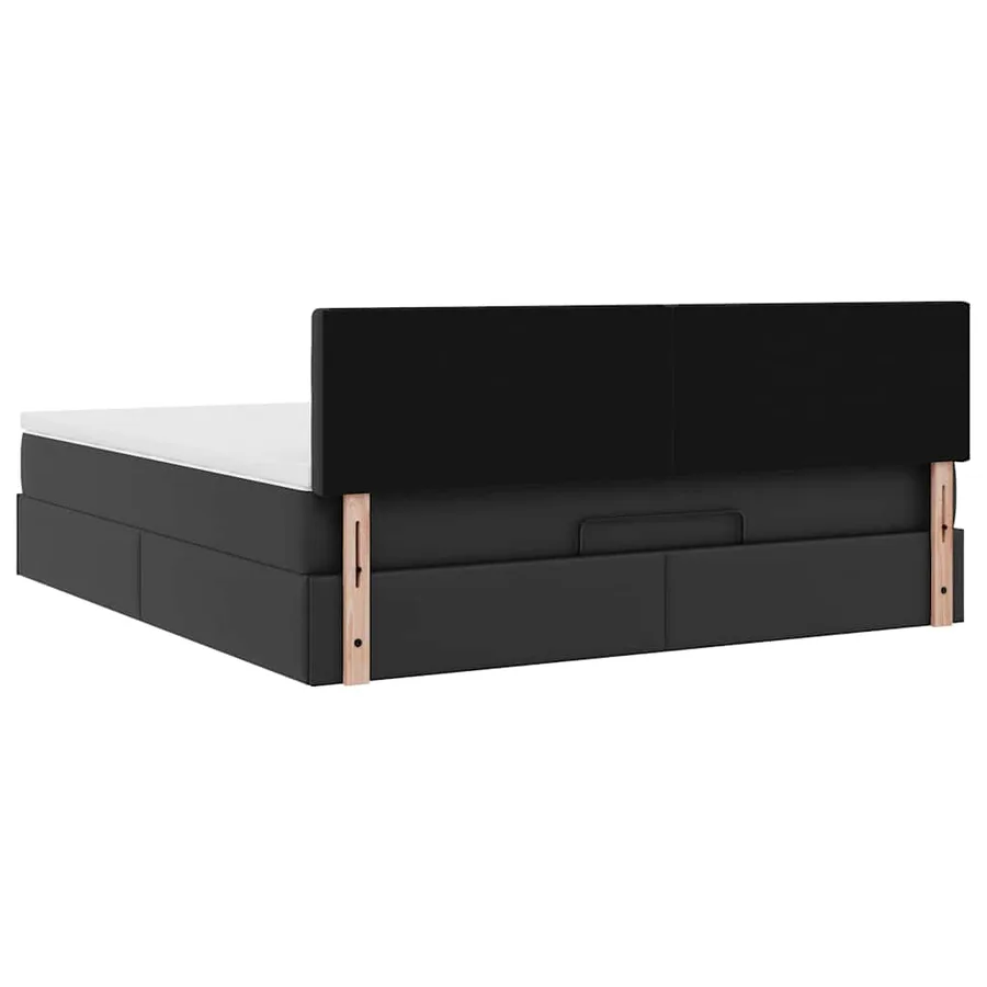 Cadre de lit ottoman avec matelas noir 180x200 cm similicuir - 11