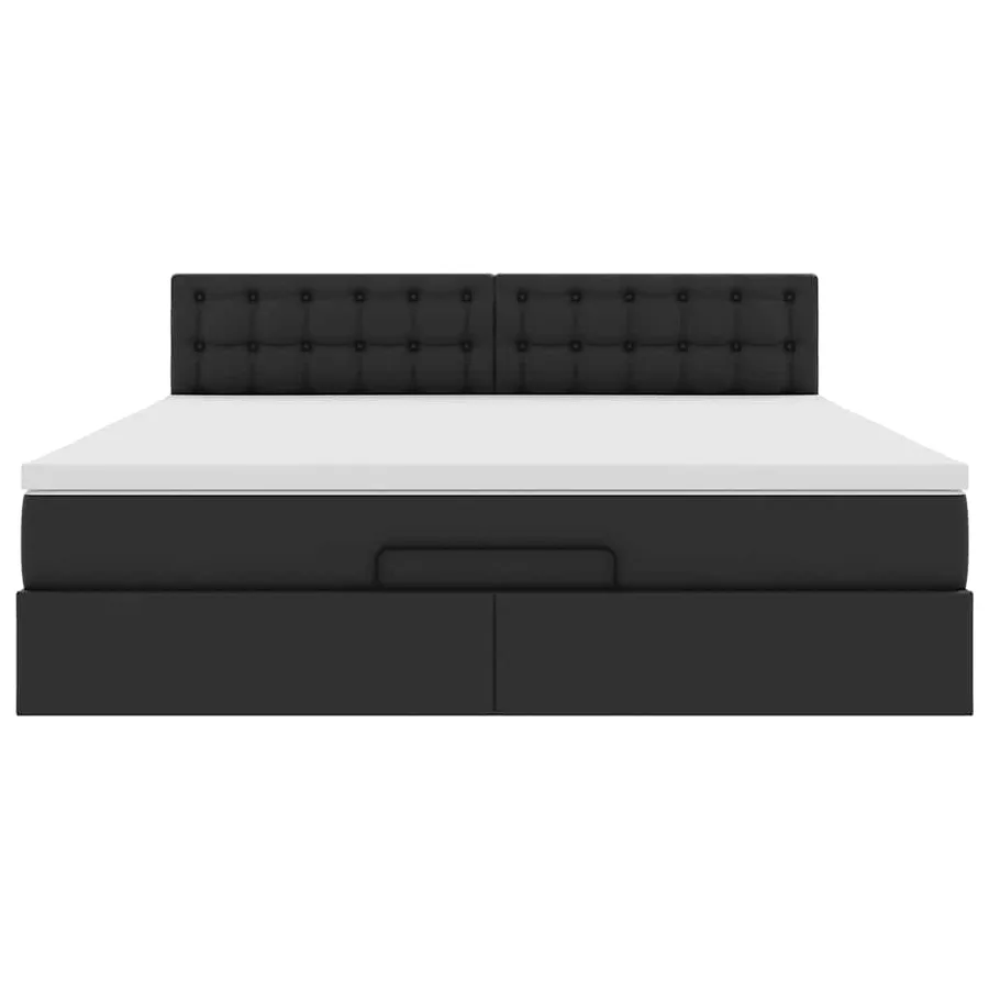 Cadre de lit ottoman avec matelas noir 180x200 cm similicuir - 7