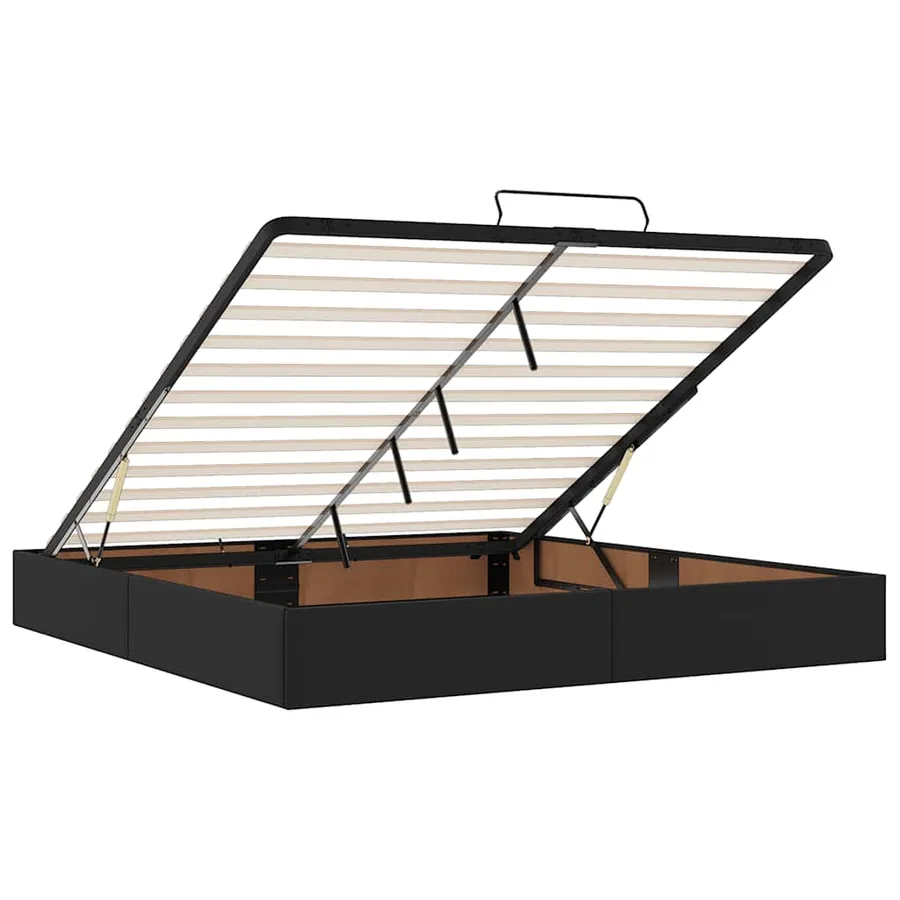 Cadre de lit ottoman avec matelas noir 200x200 cm similicuir - 11