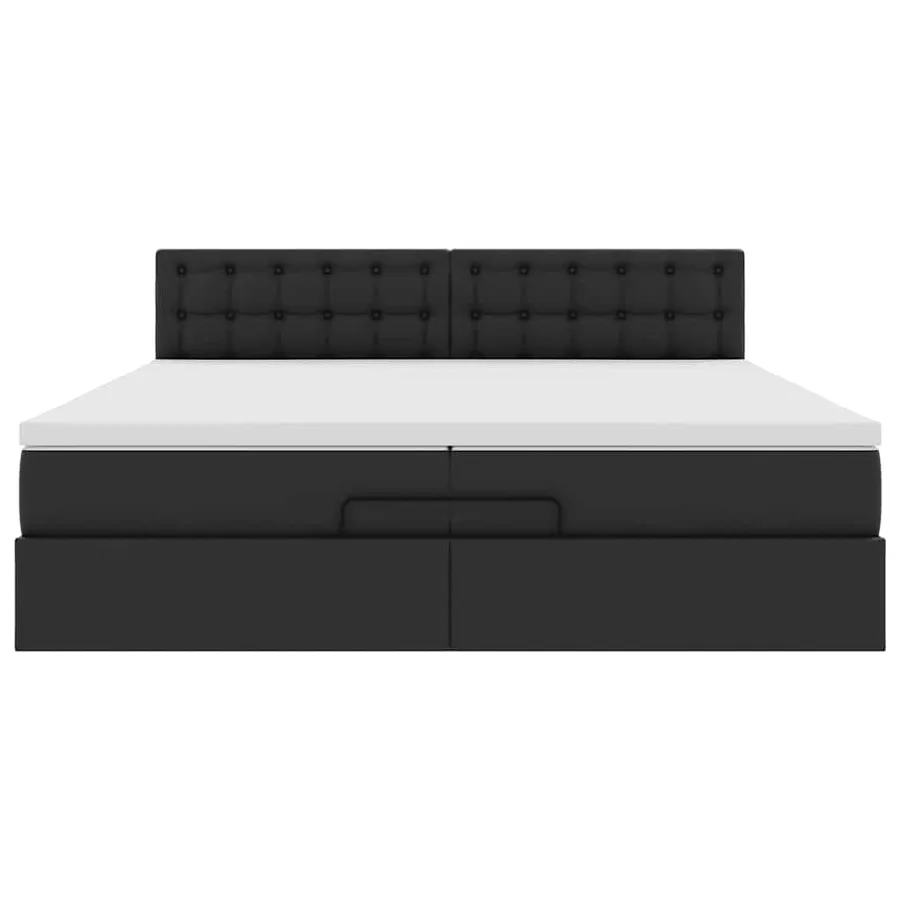 Cadre de lit ottoman avec matelas noir 200x200 cm similicuir - 8
