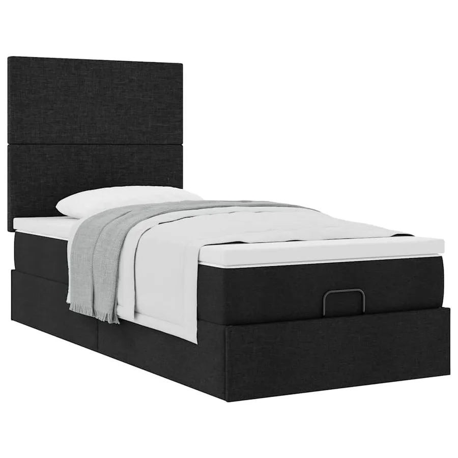 Cadre de lit ottoman avec matelas noir 80x200 cm tissu - 4
