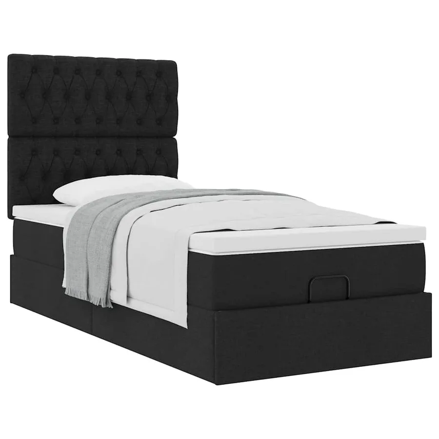 Cadre de lit ottoman avec matelas noir 80x200 cm tissu - 5