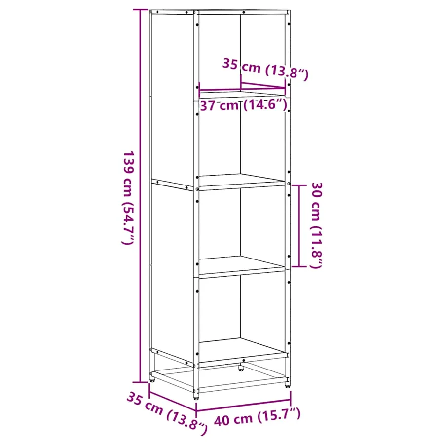 Bibliothèque chêne fumé 40x35x139 cm bois d'ingénierie - 9