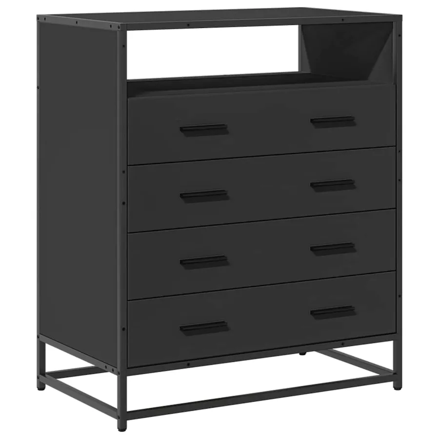 Commode noir 70x41x83,5 cm bois d'ingénierie - 2
