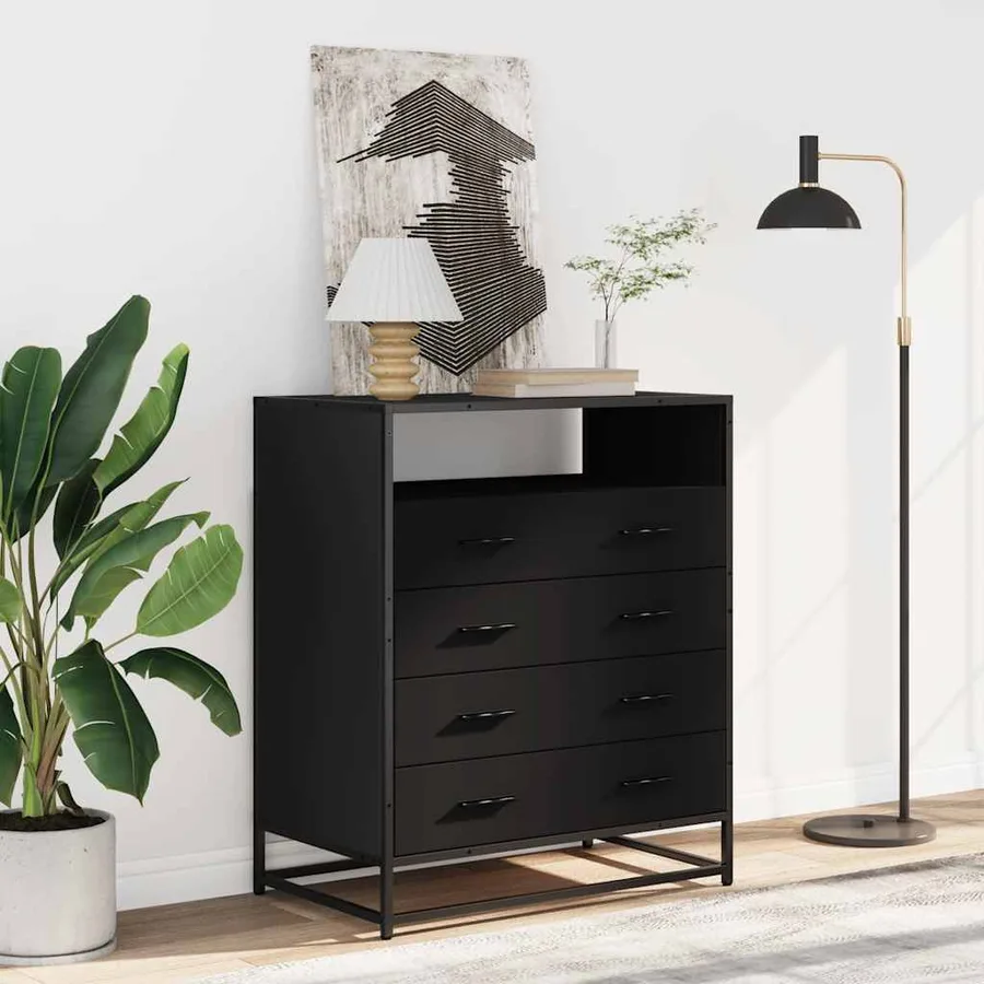 Commode noir 70x41x83,5 cm bois d'ingénierie - 3