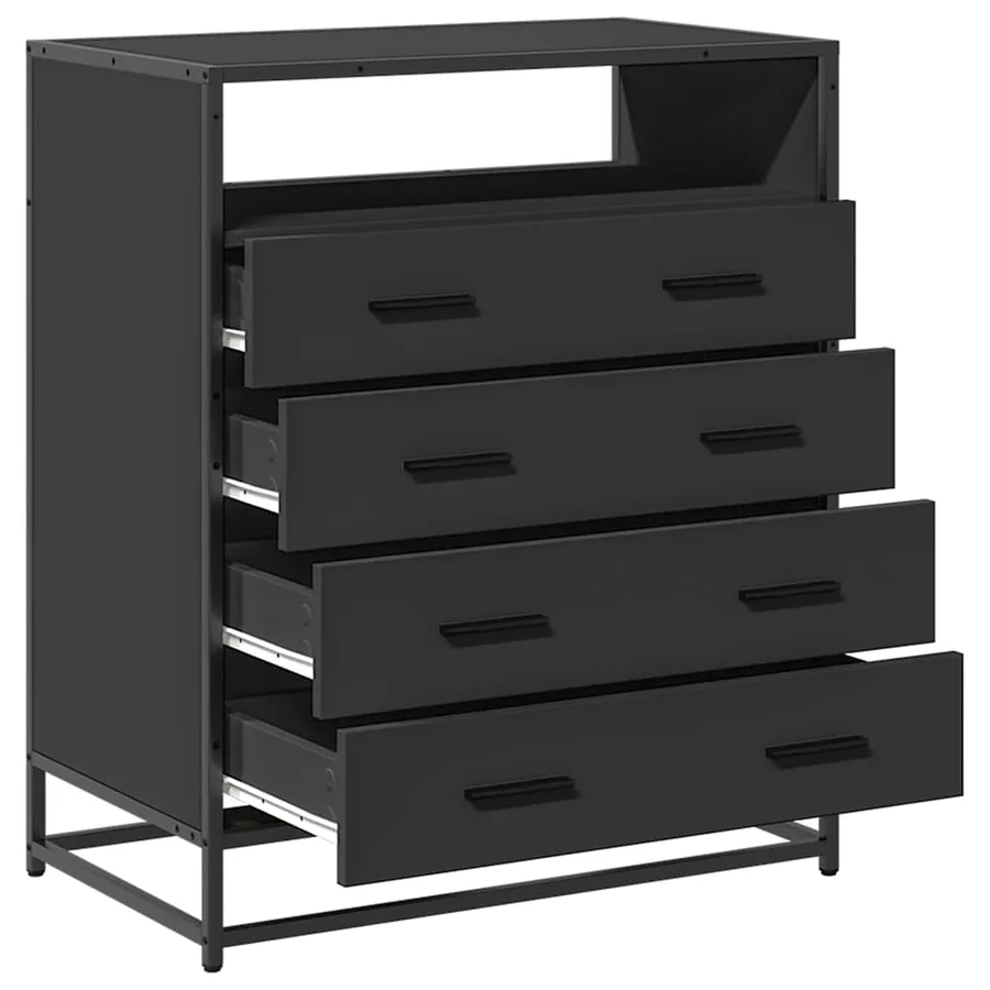 Commode noir 70x41x83,5 cm bois d'ingénierie - 5