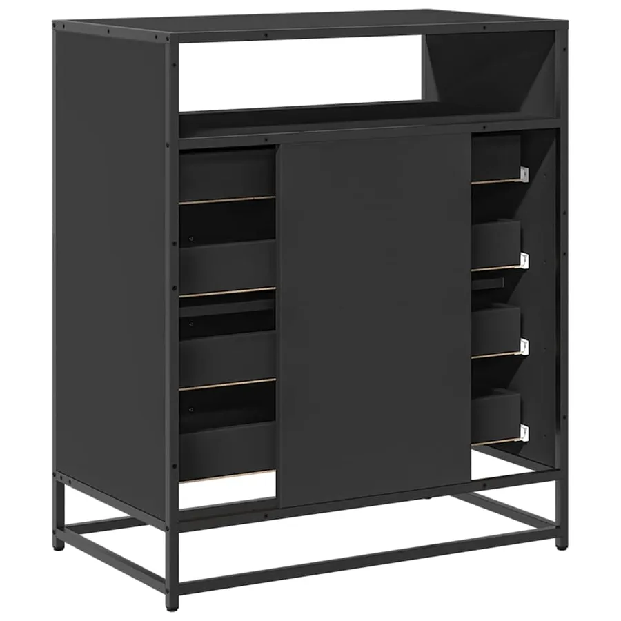 Commode noir 70x41x83,5 cm bois d'ingénierie - 7