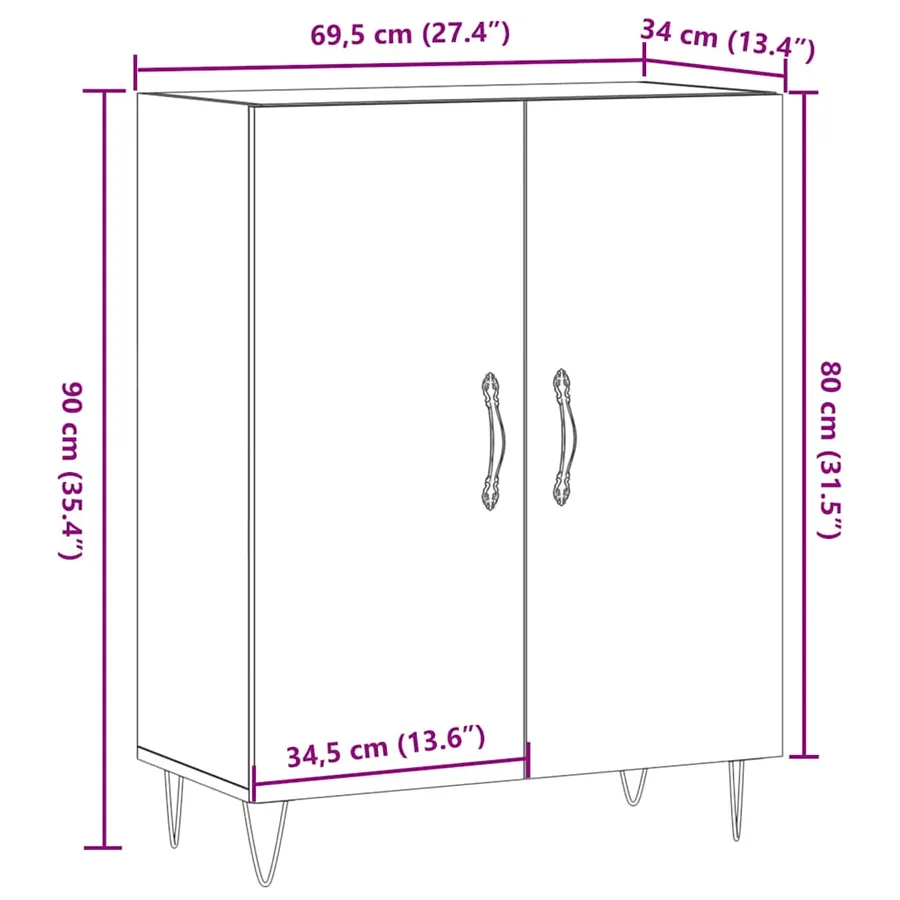 Buffet vieux bois 69,5x34x90 cm bois d'ingénierie - 10