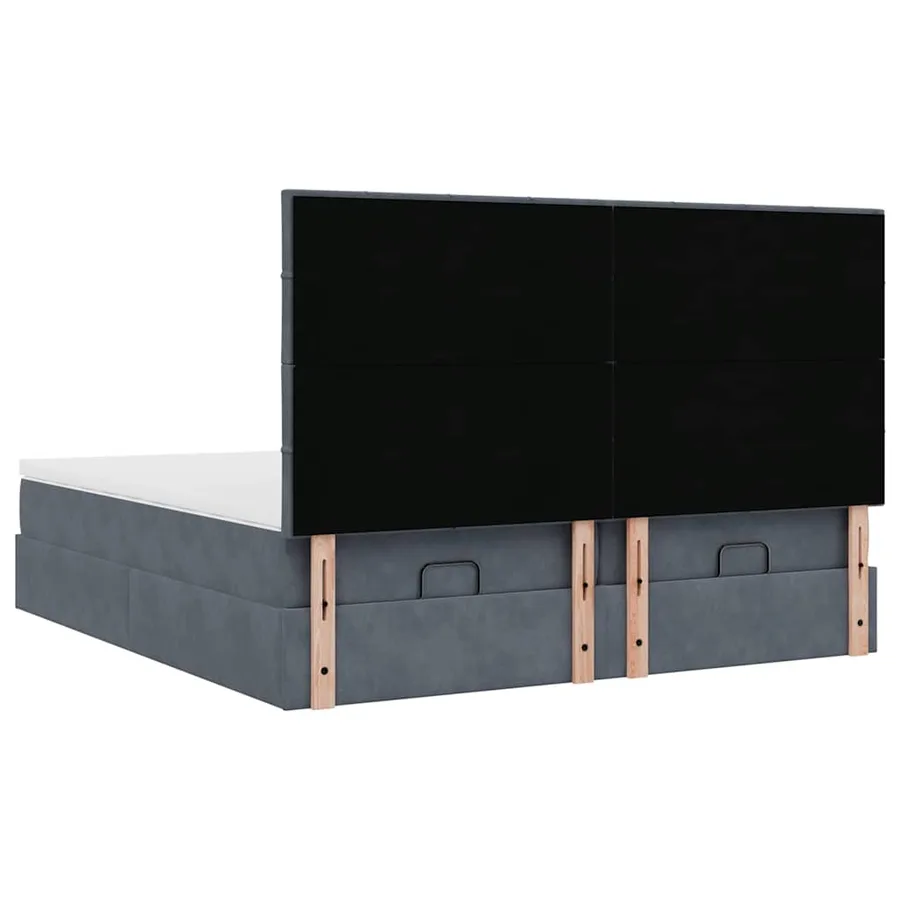 Cadre de lit ottoman avec matelas gris foncé 180x200cm velours - 10