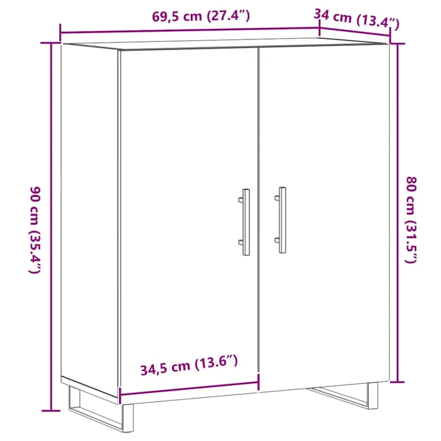 Buffet chêne artisanal 69,5x34x90 cm bois d'ingénierie - 10