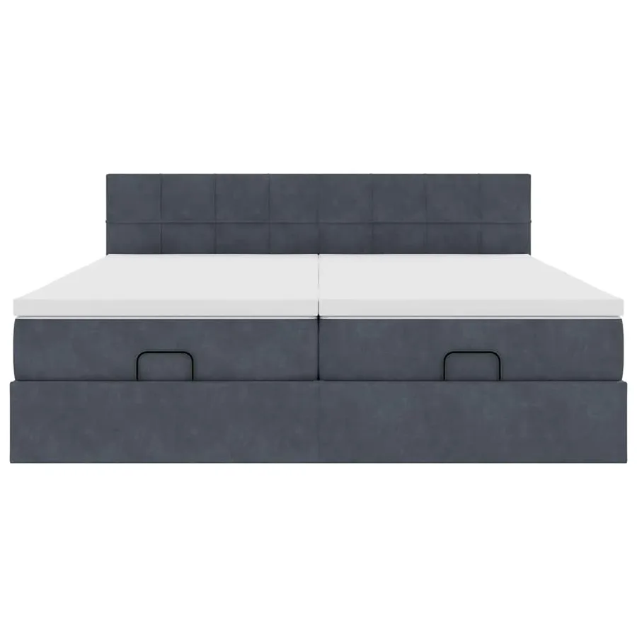 Cadre de lit ottoman avec matelas gris foncé 180x200cm velours - 7