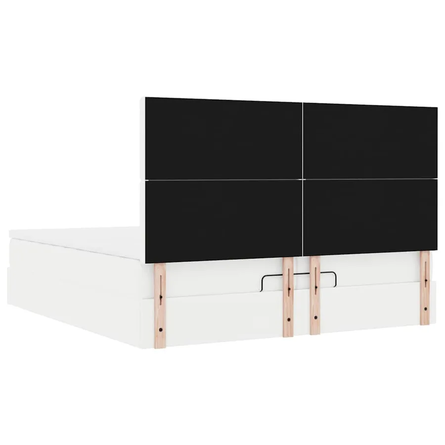 Cadre de lit ottoman avec matelas blanc 200x200 cm similicuir - 12