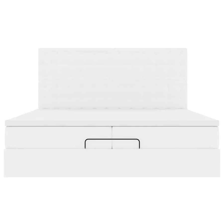 Cadre de lit ottoman avec matelas blanc 200x200 cm similicuir - 8