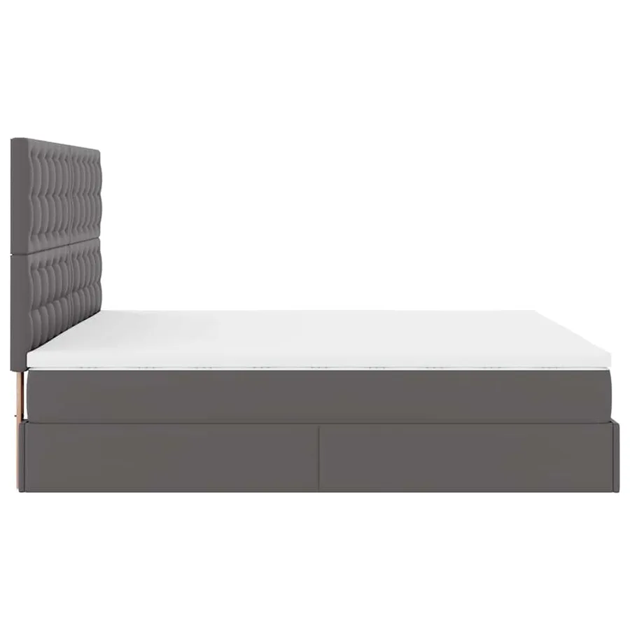 Cadre de lit ottoman avec matelas gris 200x200 cm similicuir - 11