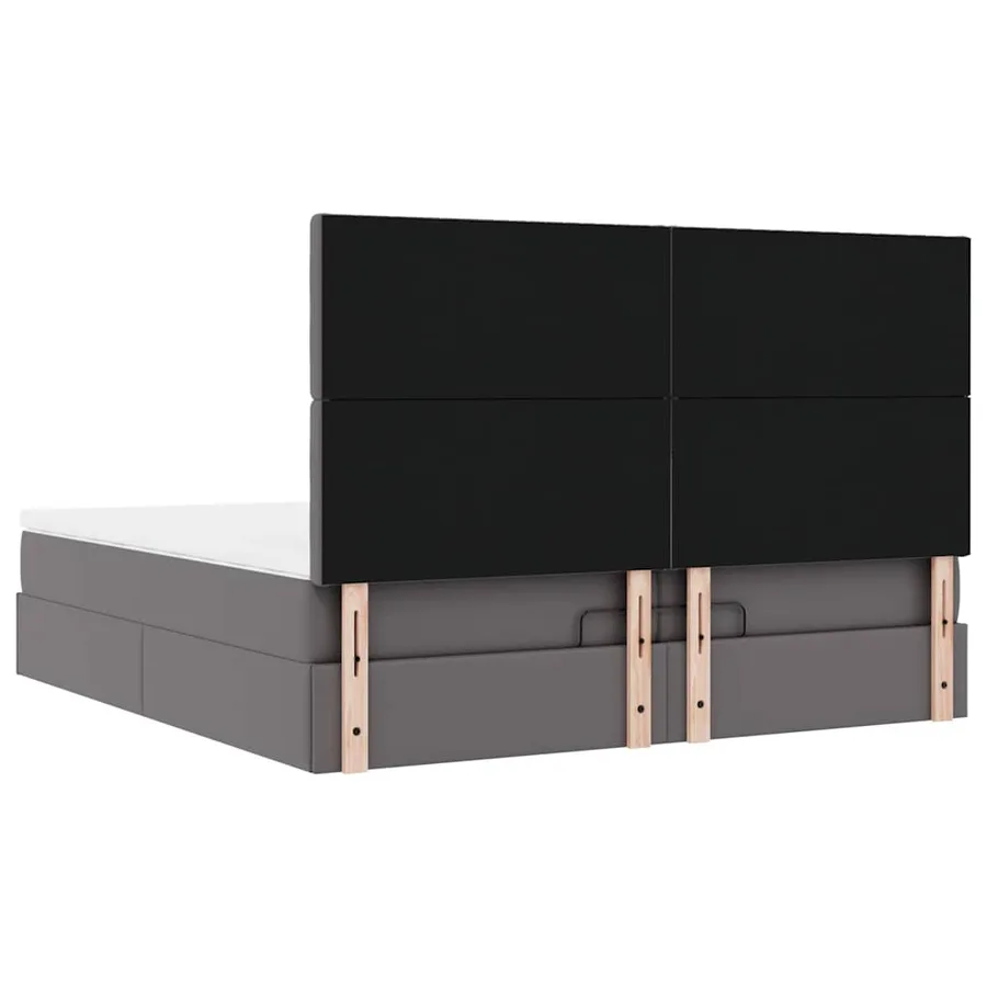 Cadre de lit ottoman avec matelas gris 200x200 cm similicuir - 12
