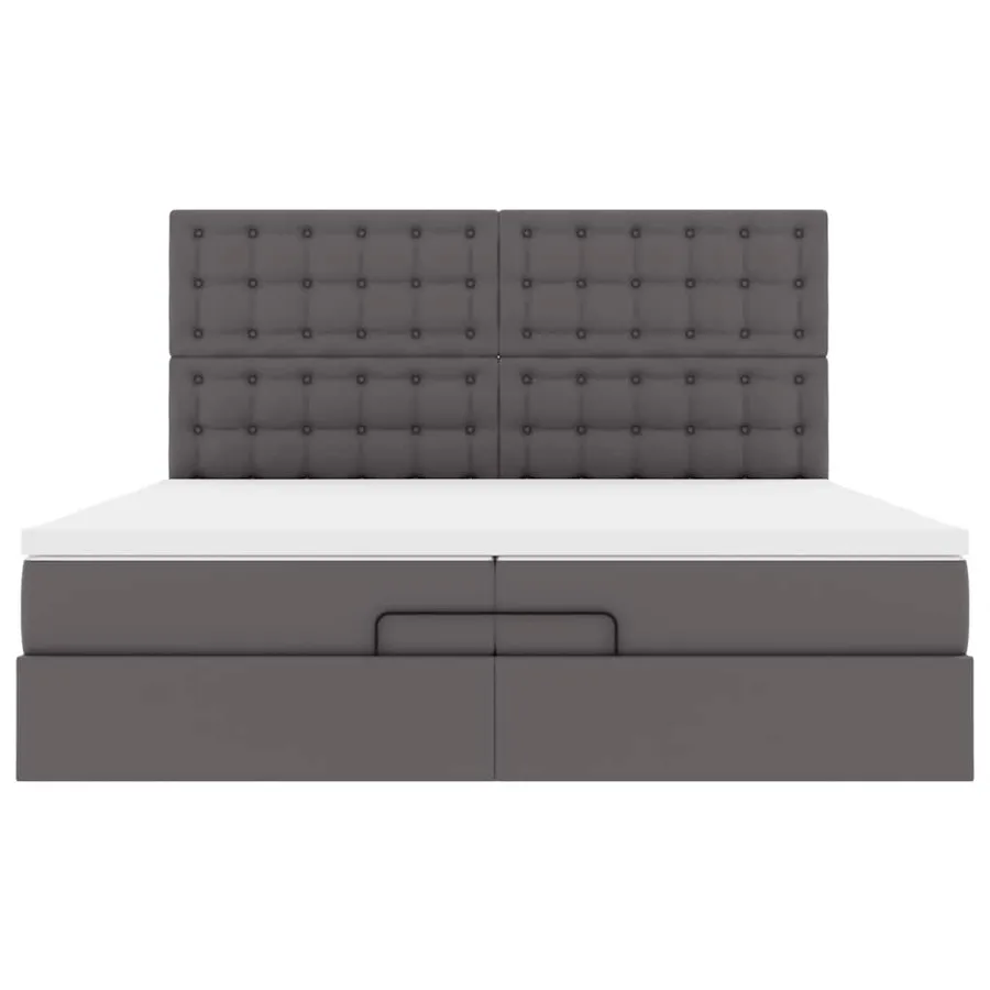 Cadre de lit ottoman avec matelas gris 200x200 cm similicuir - 8