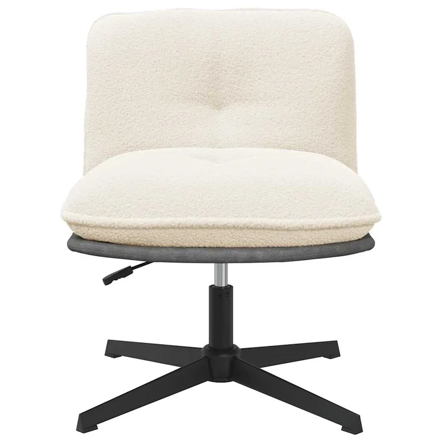 Chaise pivotante de bureau crème bouclé comme de la laine tissu - 4