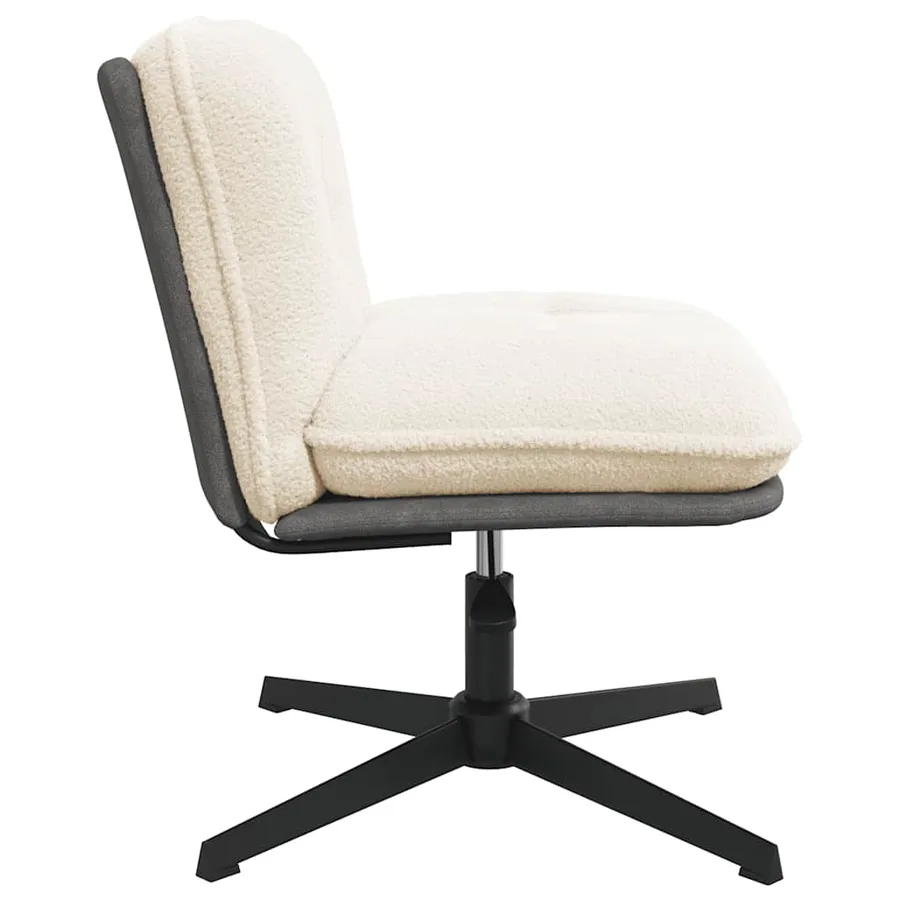 Chaise pivotante de bureau crème bouclé comme de la laine tissu - 5
