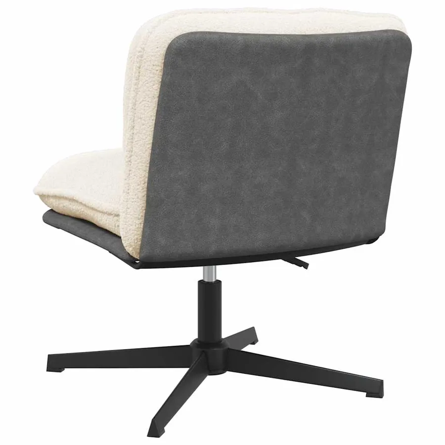 Chaise pivotante de bureau crème bouclé comme de la laine tissu - 6